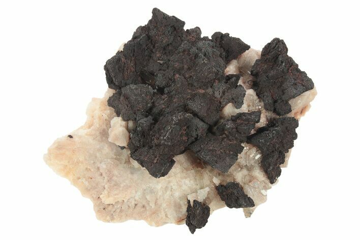 Hematite Pseudomorph after Siderite on Pink Microcline - Colorado #234646